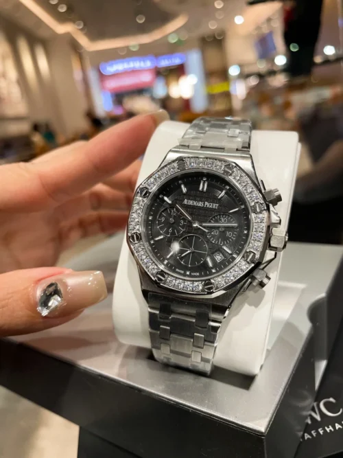 Audemars Piguet Royal Oak Women's Quartz Chronograph Watch 37mm Diamond-Set SKU AP0007