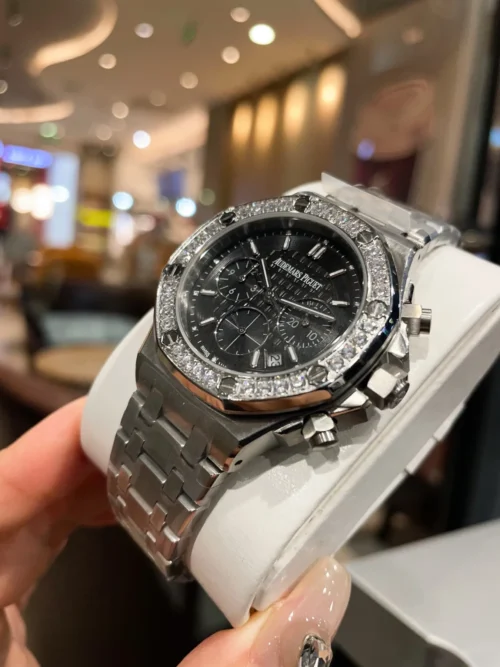 Audemars Piguet Royal Oak Women's Quartz Chronograph Watch 37mm Diamond-Set SKU AP0007