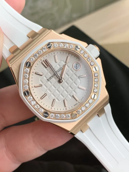 Audemars Piguet Royal Oak Offshore Women's Diamond-Set Quartz Watch Rose Gold-Tone