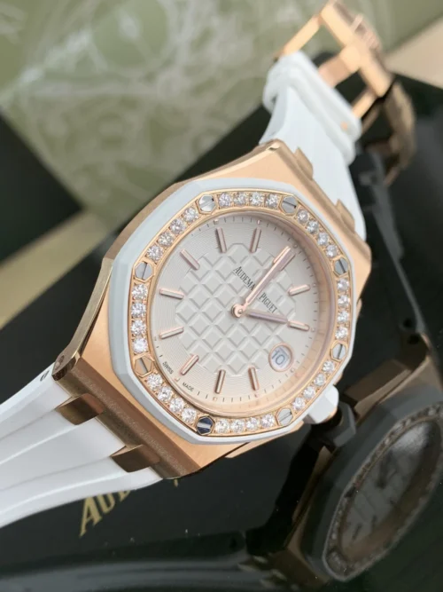 Audemars Piguet Royal Oak Offshore Women's Diamond-Set Quartz Watch Rose Gold-Tone