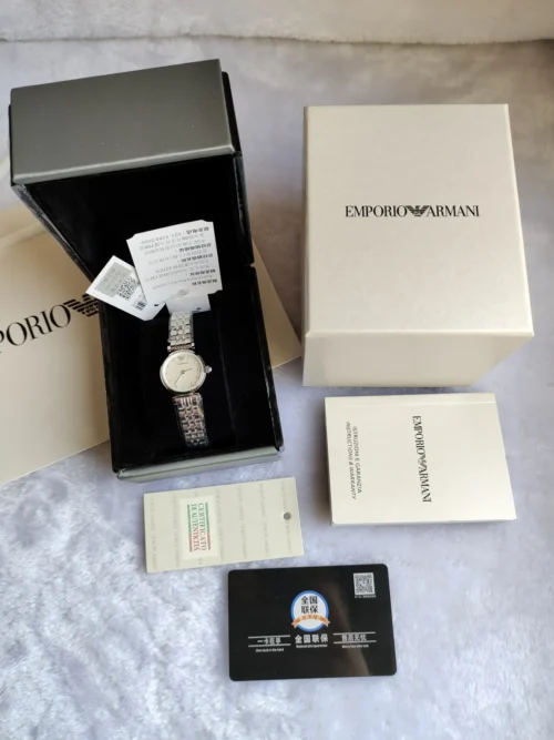 Armani AR1961 Women's Diamond-Set Quartz Watch Stainless Steel Bracelet