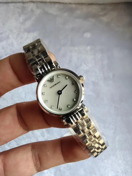 Armani AR1961 Women's Diamond-Set Quartz Watch Stainless Steel Bracelet