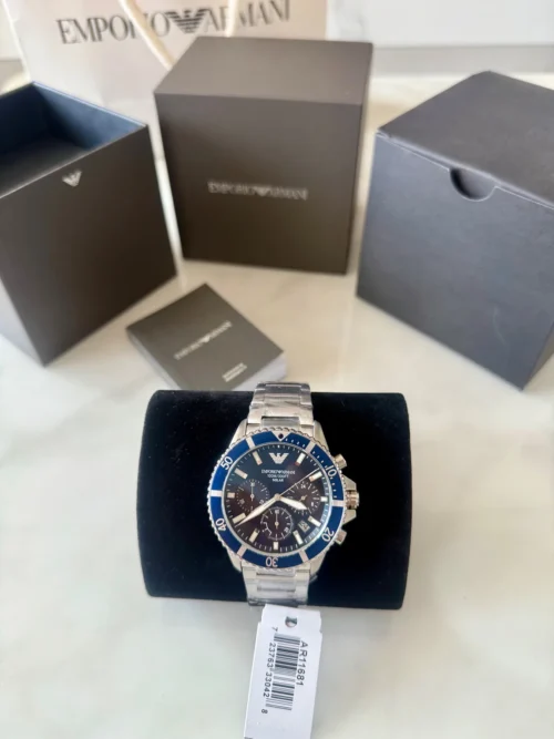 Armani AR11681 Luminous Dial Solar Watch 43.5mm Stainless Steel Bracelet