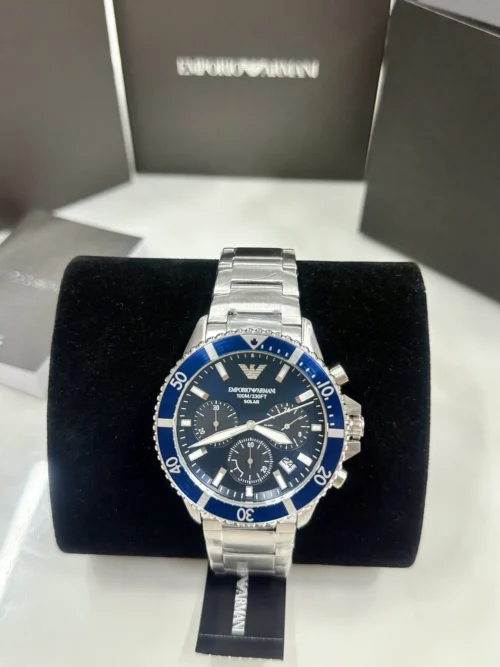 Armani AR11681 Luminous Dial Solar Watch 43.5mm Stainless Steel Bracelet