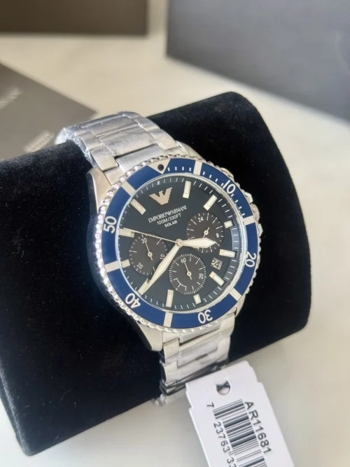 Armani AR11681 Luminous Dial Solar Watch 43.5mm Stainless Steel Bracelet