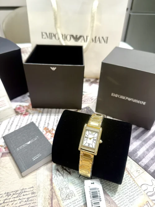 Armani AR11659 Women's White Dial Watch 22mm Square Case