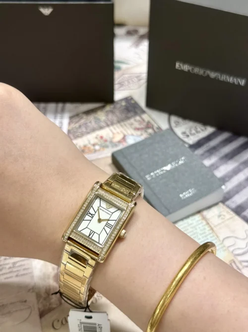 Armani AR11659 Women's White Dial Watch 22mm Square Case
