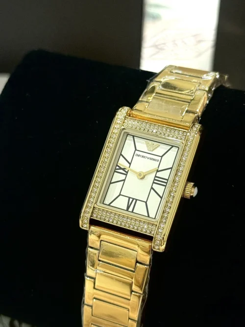 Armani AR11659 Women's White Dial Watch 22mm Square Case