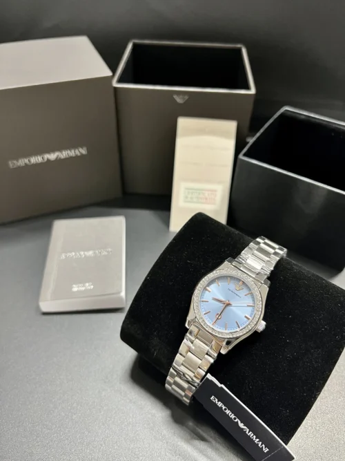 Armani AR11593 Blue Dial Quartz Watch 32mm Diamond-Set