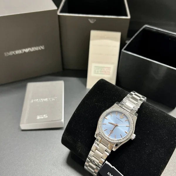 Armani AR11593 Blue Dial Quartz Watch 32mm Diamond-Set