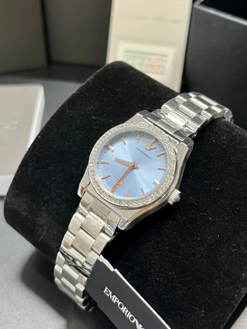 Armani AR11593 Blue Dial Quartz Watch 32mm Diamond-Set