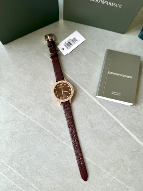 Armani AR11555 Women's Sunray Dial Quartz Watch 32mm Rose Gold-Tone