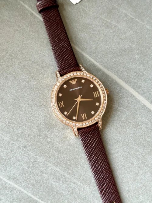 Armani AR11555 Women's Sunray Dial Quartz Watch 32mm Rose Gold-Tone