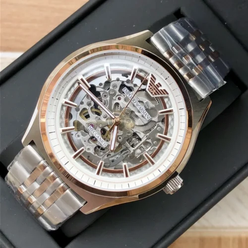 Armani AR60002 Skeleton Automatic Watch 43mm Stainless Steel Bracelet