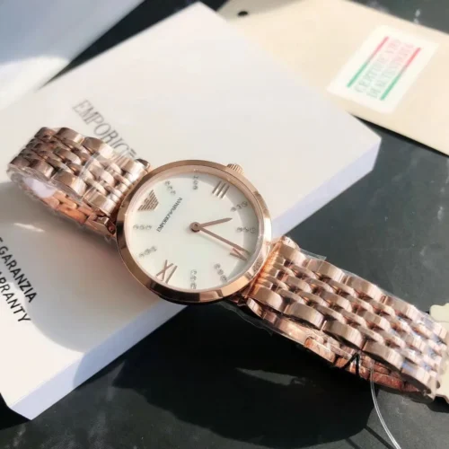 Armani AR11223 Roman Numeral Dial Watch 28mm Diamond-Set