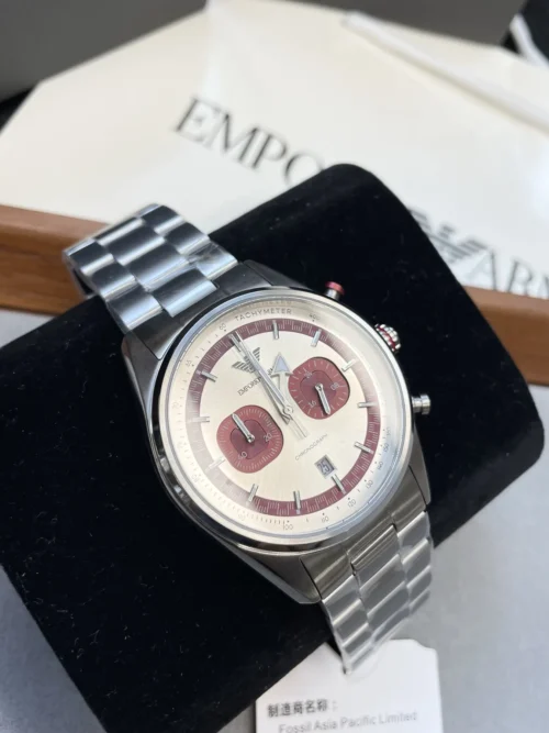 Armani Racer Men's Moonphase Quartz Watch Panda Dial SKU ARMANI0109
