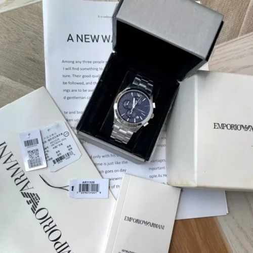 Armani Pilot AR11528 Men's Quartz Chronograph Watch 43mm Blue Dial SKU ARMANI0119