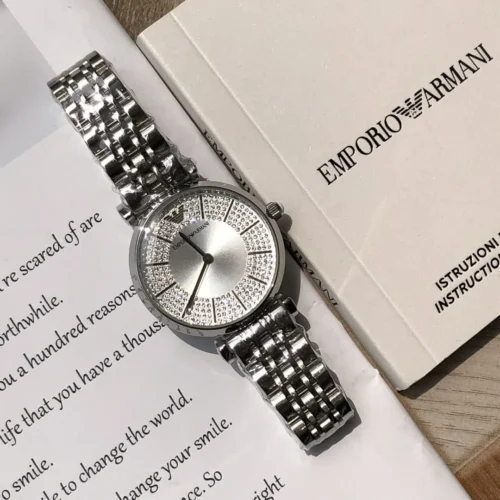 Armani AR11445 Women's Diamond-Set Quartz Watch Stainless Steel Bracelet