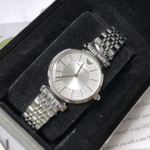 Armani AR11445 Women's Diamond-Set Quartz Watch Stainless Steel Bracelet