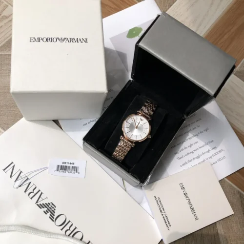 Armani AR11446 Women's Diamond-Set Quartz Watch 32mm Stainless Steel Bracelet