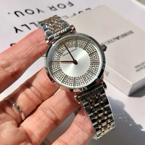 Armani AR11537 Women's Diamond-Set Quartz Watch Stainless Steel Bracelet