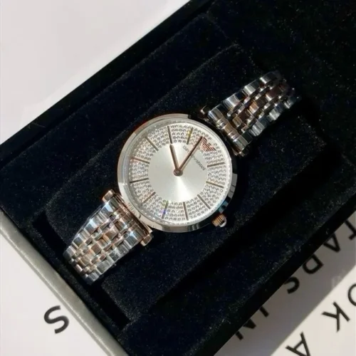Armani AR11537 Women's Diamond-Set Quartz Watch Stainless Steel Bracelet