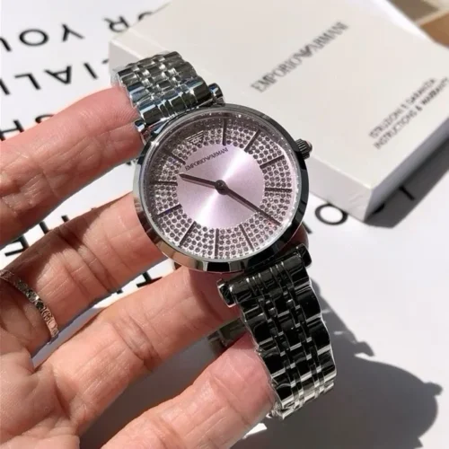 Armani AR11686 Women's Diamond-Set Quartz Watch Stainless Steel Bracelet