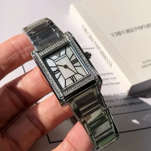 Armani AR11625 Women's Square Case Quartz Watch Stainless Steel Bracelet