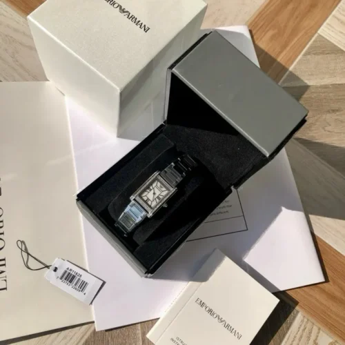 Armani AR11625 Women's Square Case Quartz Watch Stainless Steel Bracelet