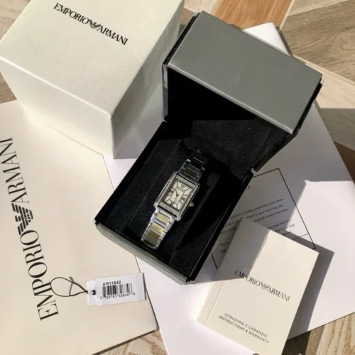 Armani AR11642 Women's Square Case Quartz Watch Stainless Steel Bracelet