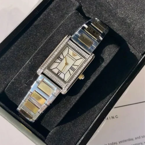 Armani AR11642 Women's Square Case Quartz Watch Stainless Steel Bracelet