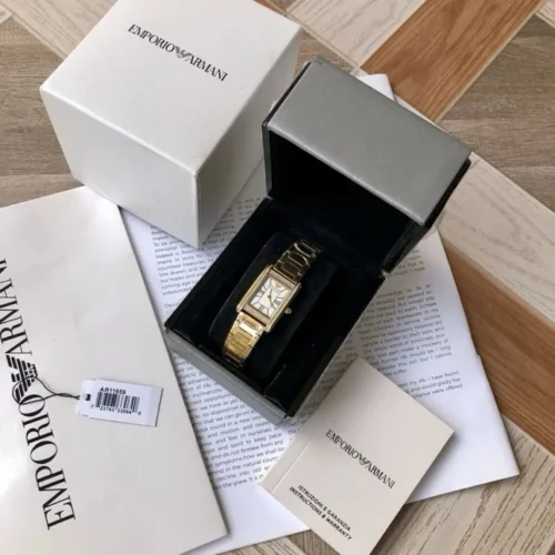 Armani AR11659 Women's Square Case Quartz Watch Stainless Steel Bracelet