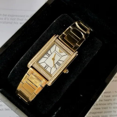 Armani AR11659 Women's Square Case Quartz Watch Stainless Steel Bracelet