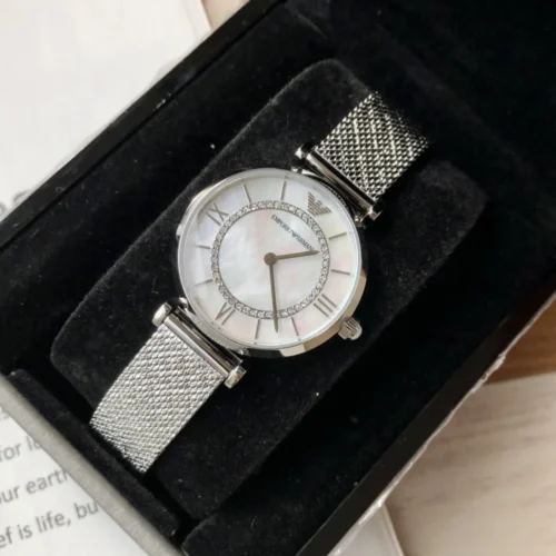Armani AR11319 Women's Diamond-Set Quartz Watch 32mm Stainless Steel Bracelet