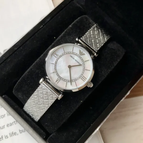 ARMANI0145-01 Armani AR11319 Women's Diamond-Set Quartz Watch 32mm Stainless Steel Bracelet