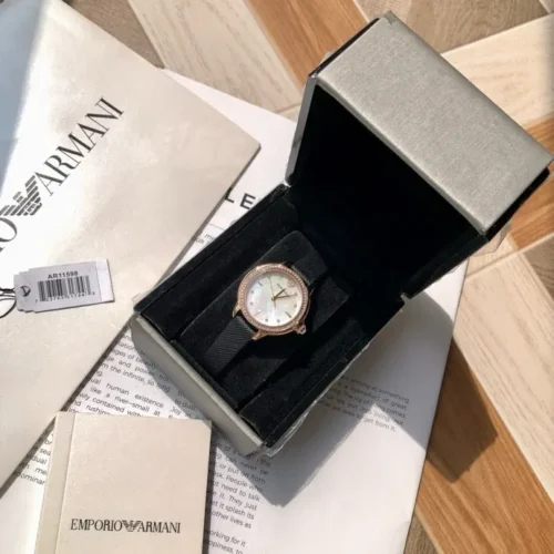 Armani AR11598 Women's Diamond-Set Quartz Watch 32mm Stainless Steel Bracelet