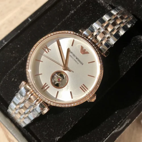 Armani AR60019 Women's Skeleton Automatic Watch Diamond-Set
