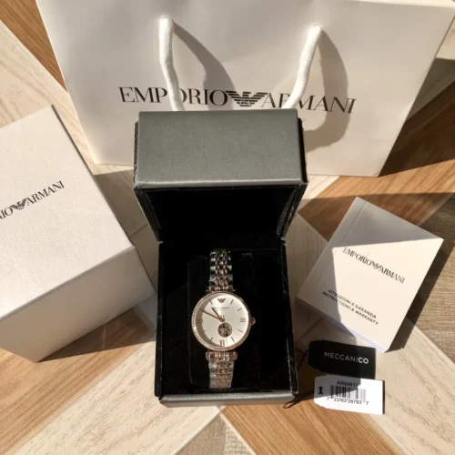 Armani AR60019 Women's Skeleton Automatic Watch Diamond-Set