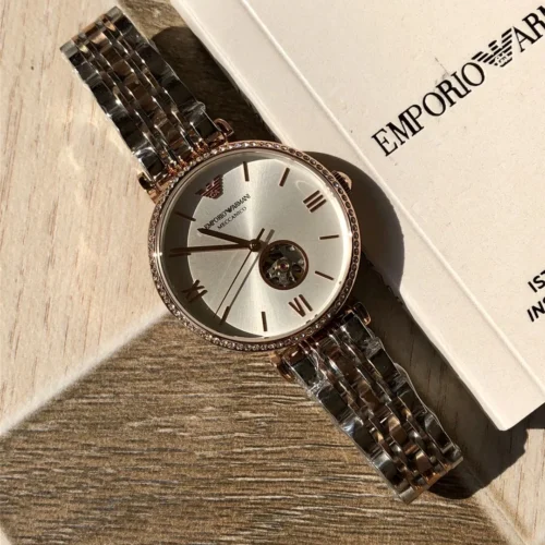 Armani AR60019 Women's Skeleton Automatic Watch Diamond-Set