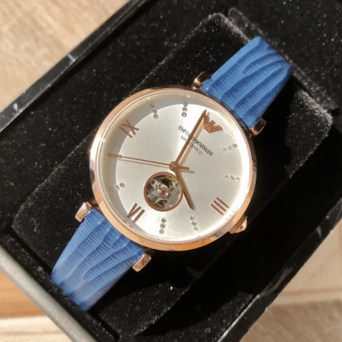 Armani AR60020 Women's Skeleton Automatic Watch Leather Strap