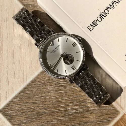 Armani AR60022 Women's Skeleton Automatic Watch Diamond-Set
