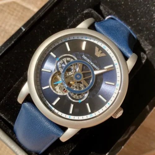 Armani AR60011 Skeleton Automatic Watch 43mm Leather Strap