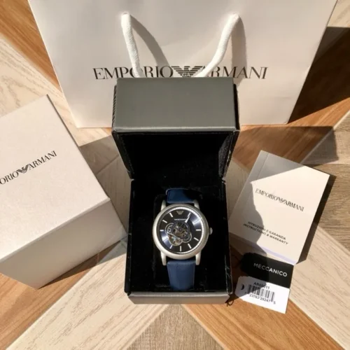 Armani AR60011 Skeleton Automatic Watch 43mm Leather Strap