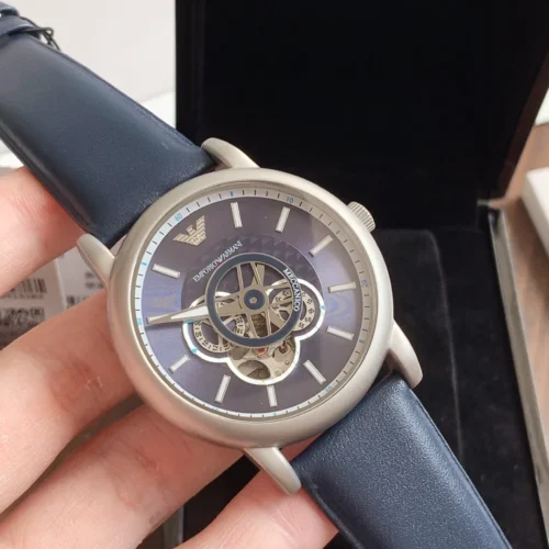Armani AR60012 Skeleton Automatic Watch 43mm Leather Strap