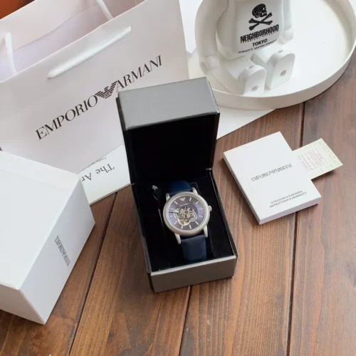 Armani AR60012 Skeleton Automatic Watch 43mm Leather Strap