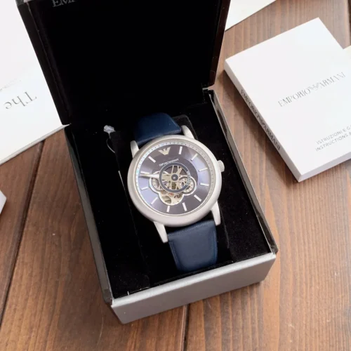 Armani AR60012 Skeleton Automatic Watch 43mm Leather Strap