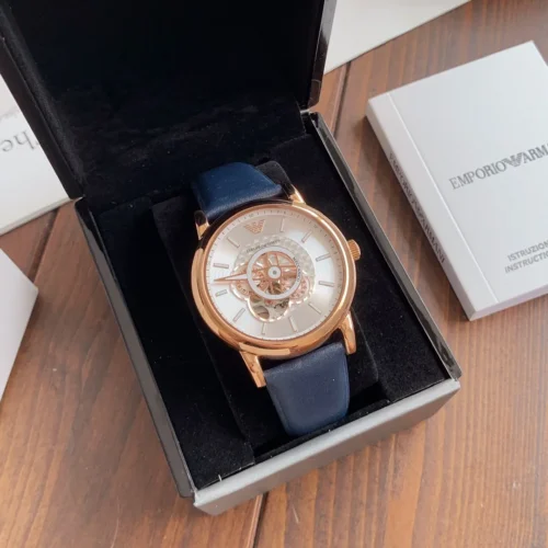 Armani AR60013 Skeleton Automatic Watch 43mm Leather Strap
