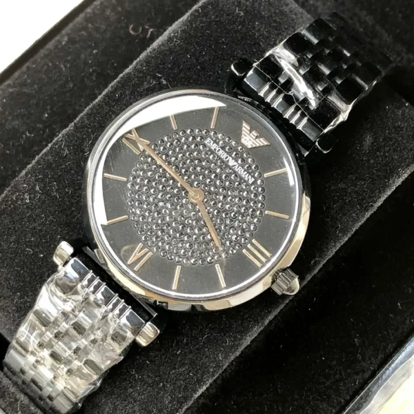 ARMANI0185-01 Armani AR11245 Women's Diamond-Set Quartz Watch 32mm Stainless Steel Bracelet