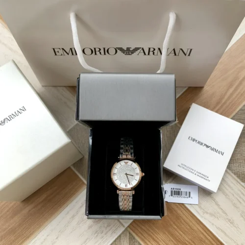 Armani AR1926 Women's Diamond-Set Quartz Watch 32mm Stainless Steel Bracelet