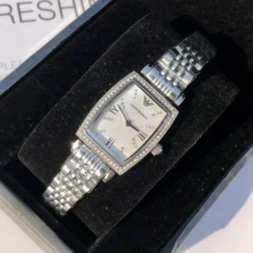 Armani AR11405 Women's Diamond-Set Quartz Watch 26mm Square Case